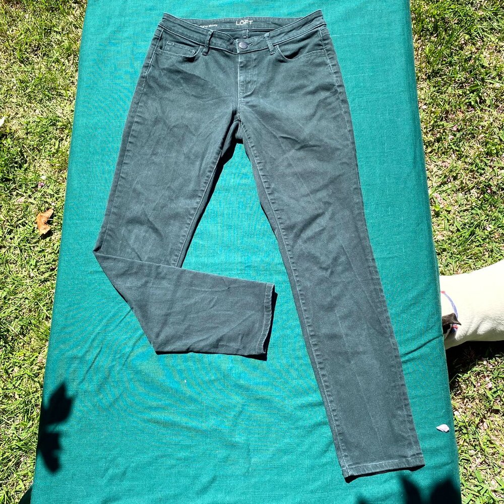 Green Cotton Denim Skinny Jeans